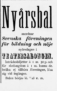 B.T. 28.12.1889 Nyårsbal